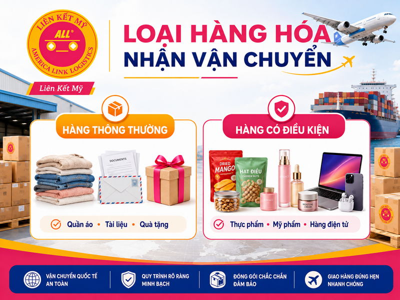 Các loại hàng hóa Liên Kết Mỹ nhận vận chuyển